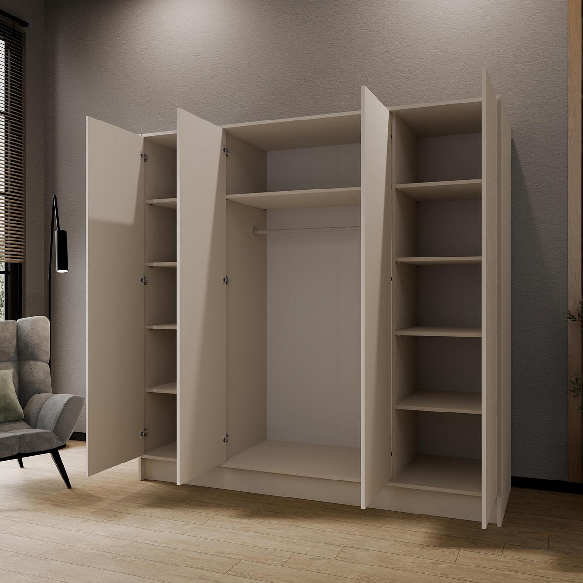 DREHTÜRENSCHRANK VELAR 200/200/51 cm Modern Kleiderschrank 4-türig Kaschmir - Kaschmir, Holzwerkstoff (200/200/51cm) - MASSENO