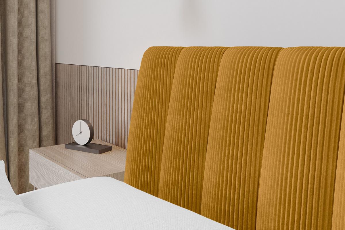 POLSTERBETT mit Bettkasten und Lattenrost, Boxbett ohne Matratze - ILAN 140x200 Senfgelb - Currygelb, Holzwerkstoff/Textil (140/200cm) - ALTDECOR