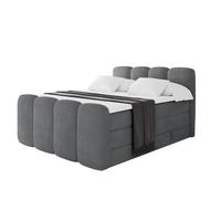 BOXBETT mit Matratze H3|H4 und Lattenrost - NINA-Z KING - 200x200 cm Poso - Dunkelgrau - Taupe, Holzwerkstoff (200/200cm) - ALTDECOR