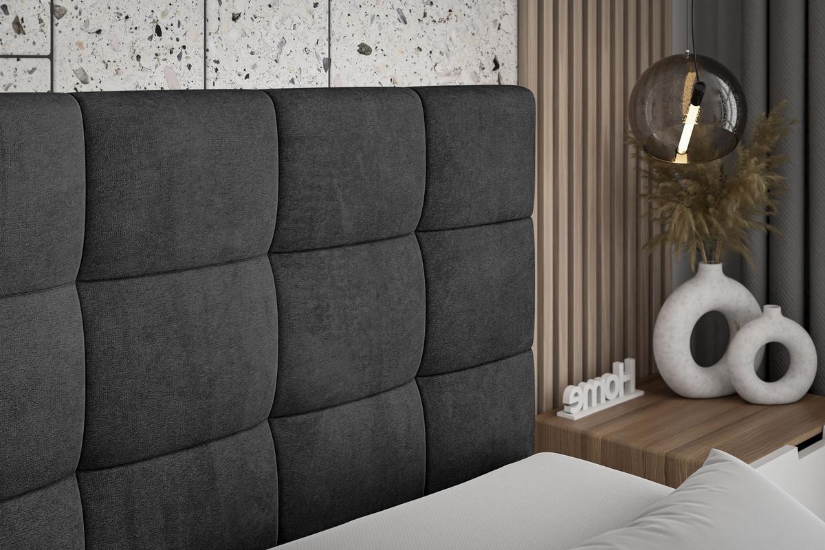 BOXBETT mit H4-Matratze und Lattenrost - BRUGO - 180x200 Schwarz - Schwarz, Holzwerkstoff (180/200cm) - ALTDECOR