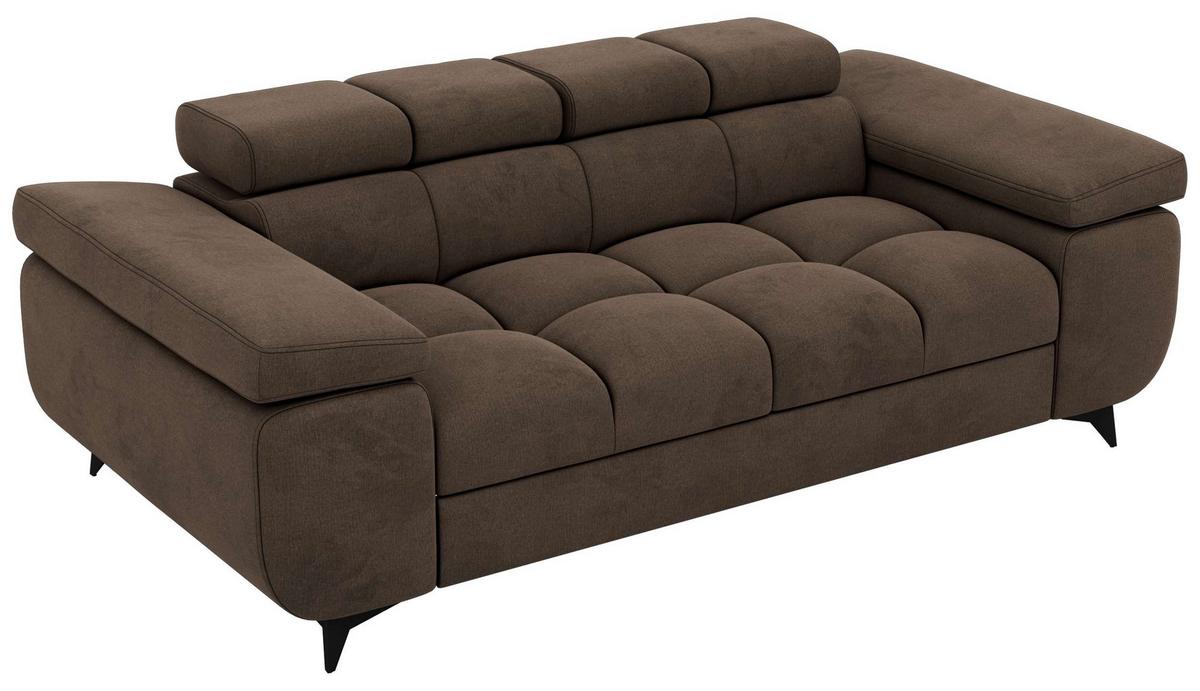 2-SITZER SOFA NIDELLO - Braun Velvet - Schwarz/Braun, Textil/Metall (194/70/97cm) - MKS