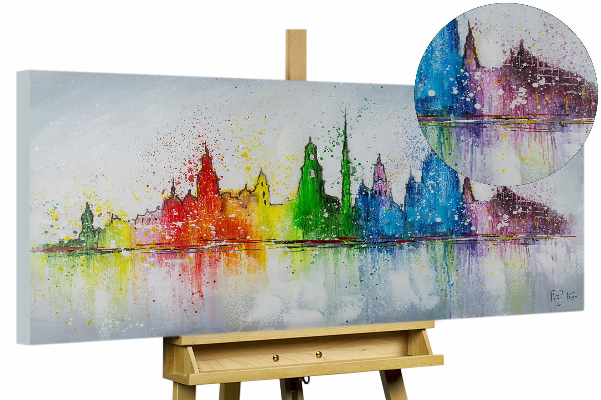 ACRYLBILD HANDGEMALT 120/60 cm - Multicolor/Grau, Holz/Textil (120/60cm) - KUNSTLOFT
