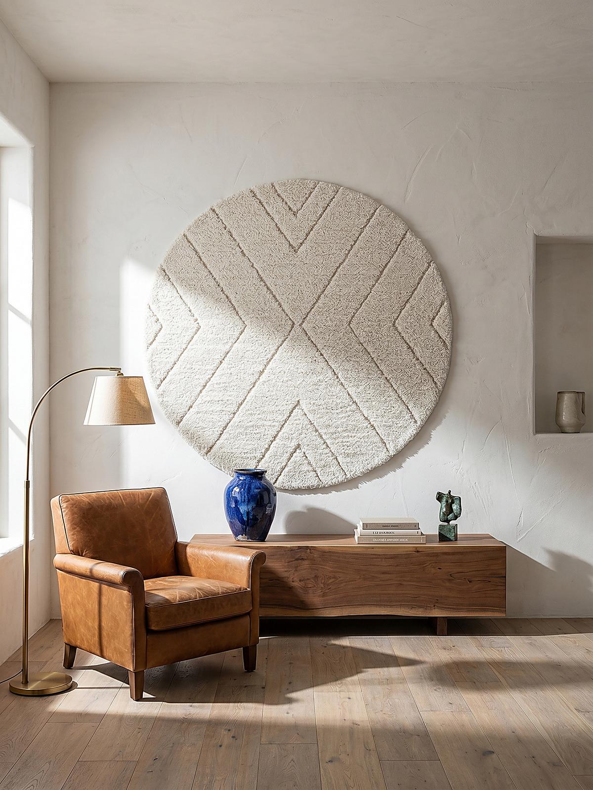 RUNDTEPPICH Berber ATRIO Polypropylen Creme 160 x 160 cm - Beige, Textil (160/160cm) - KADIMA DESIGN