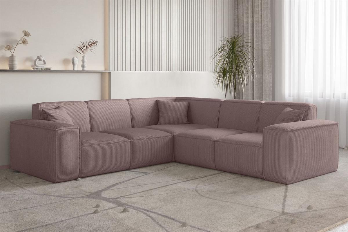 SOFA Celes Premium Stoff Scala - Lila, Holzwerkstoff/Textil (246/246cm) - Fun Möbel