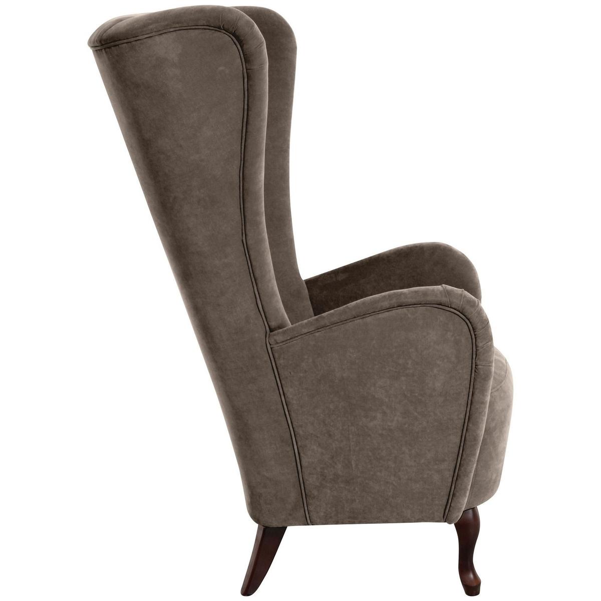 HOCHLEHNSESSEL Kailey Bezug Velourstoff Buche nussbaum dunkel / sahara - Sahara, Kunststoff (96/122/89cm) - 58aufmkessel