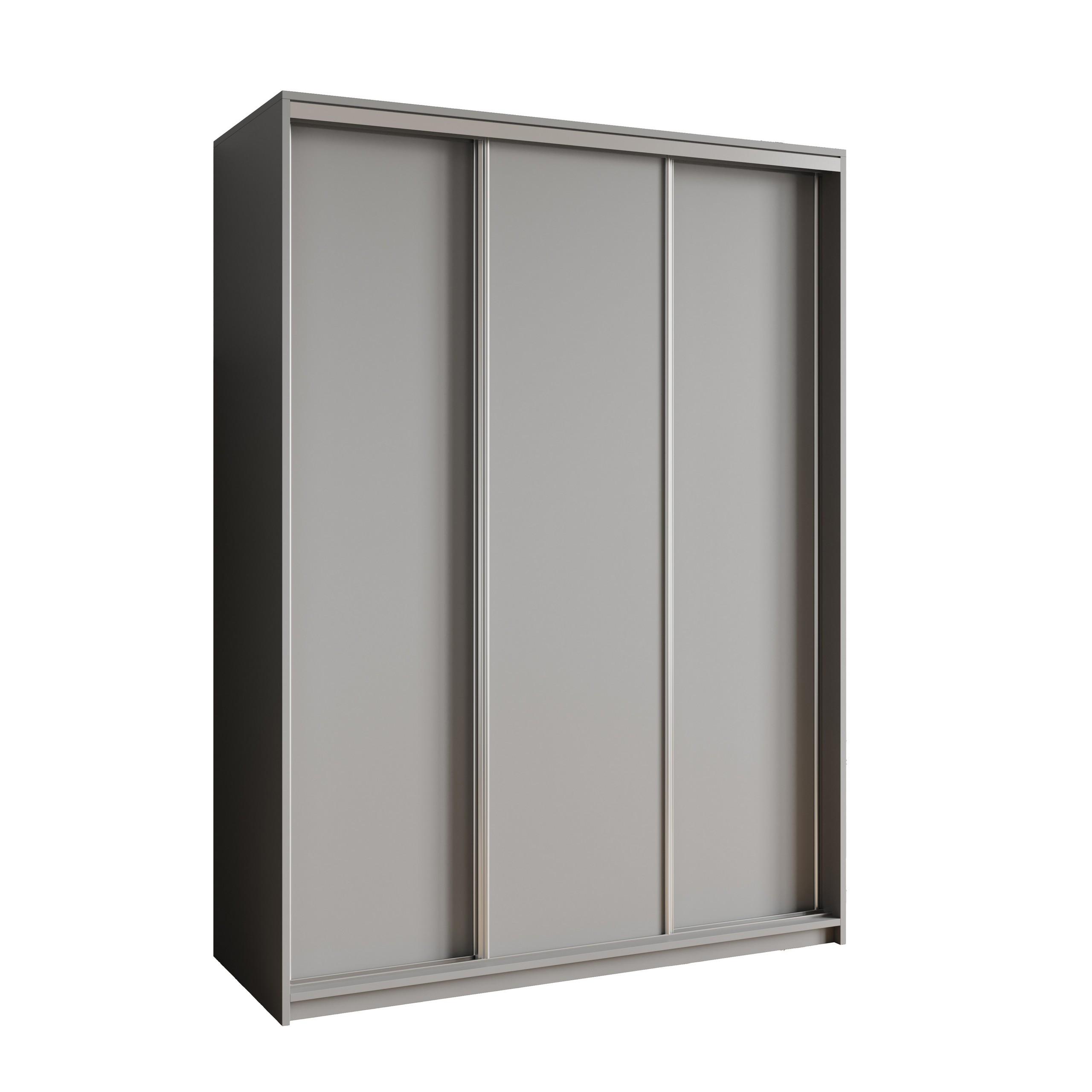 SCHWEBETÜRENSCHRANK NISSE 150/205/60 cm 3-türig Graphitfarben - Graphitfarben, Holzwerkstoff (150/205/60cm) - MASSENO