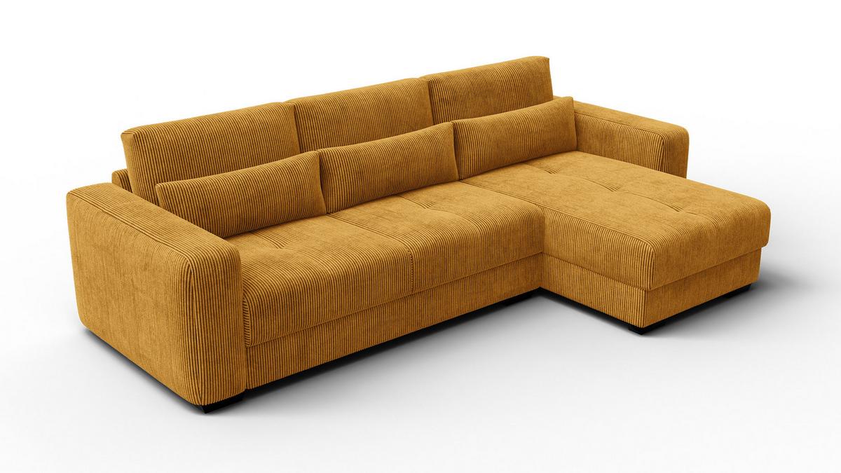 ECKSOFA OLI 4-Sitzer rechts, safran - Gelb, Holz/Textil (295/172cm) - Wozimo