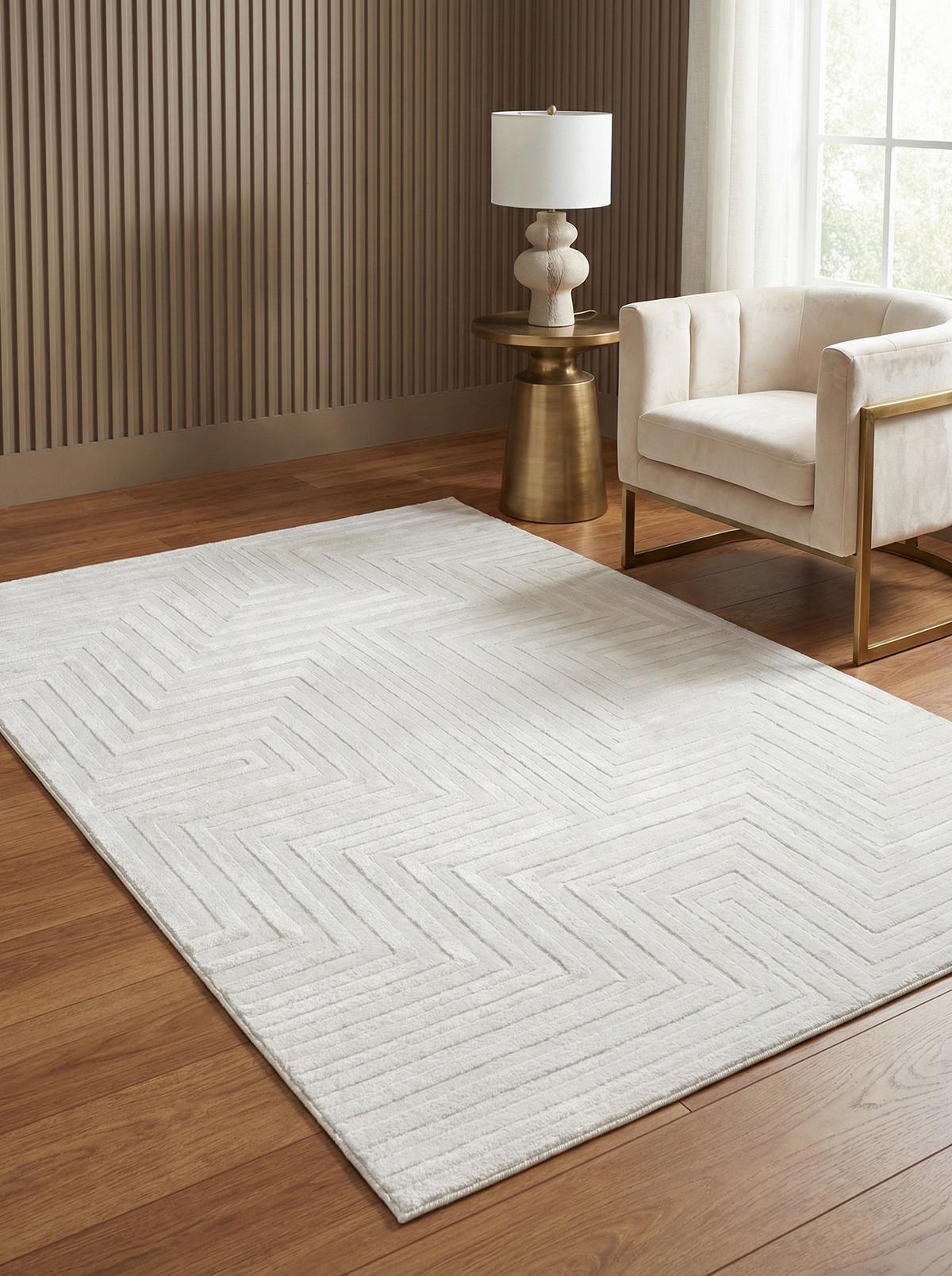 TEPPICH Kurzflor ILLER in Creme, mit 3D-Design, 140 x 200 cm - Beige, Textil (200/140cm) - KADIMA DESIGN
