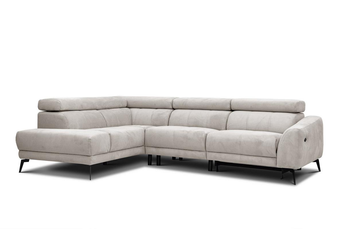 ECKSOFA LARS 5-Sitzer, 1 Relax, verstellbare Kopfstützen, beige - Beige/Schwarz, Holzwerkstoff/Textil (284/201cm) - Wozimo