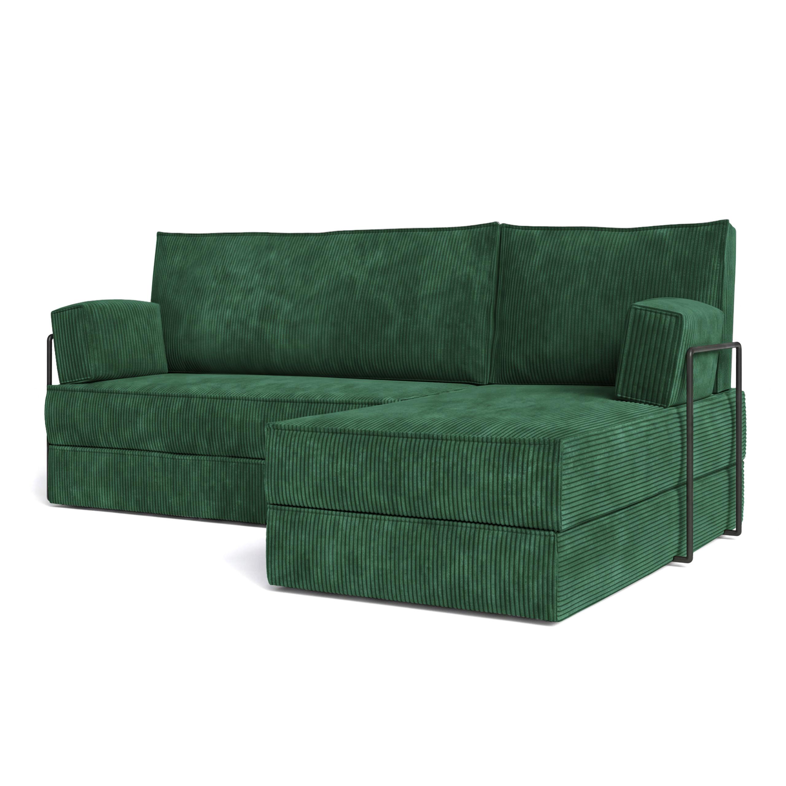 ECKSOFA NOTIA modulares Boneless Sofa mit Schlaffunktion Grün Kordstoff - Grün, Textil (200/120cm) - MASSENO