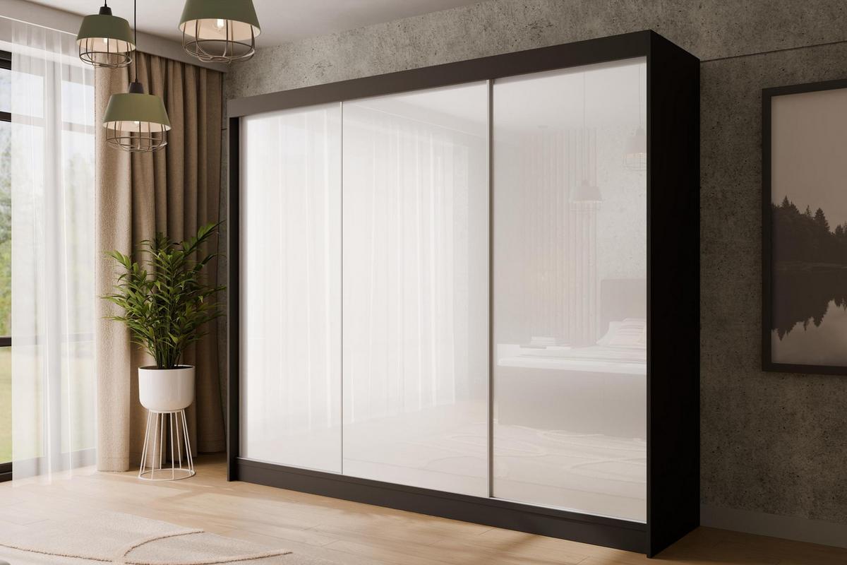KLEIDERSCHRANK PEKA - 250 cm - Schwarz|Weiß - Schwarz/Weiß, Holzwerkstoff (250/215/61cm) - ALTDECOR