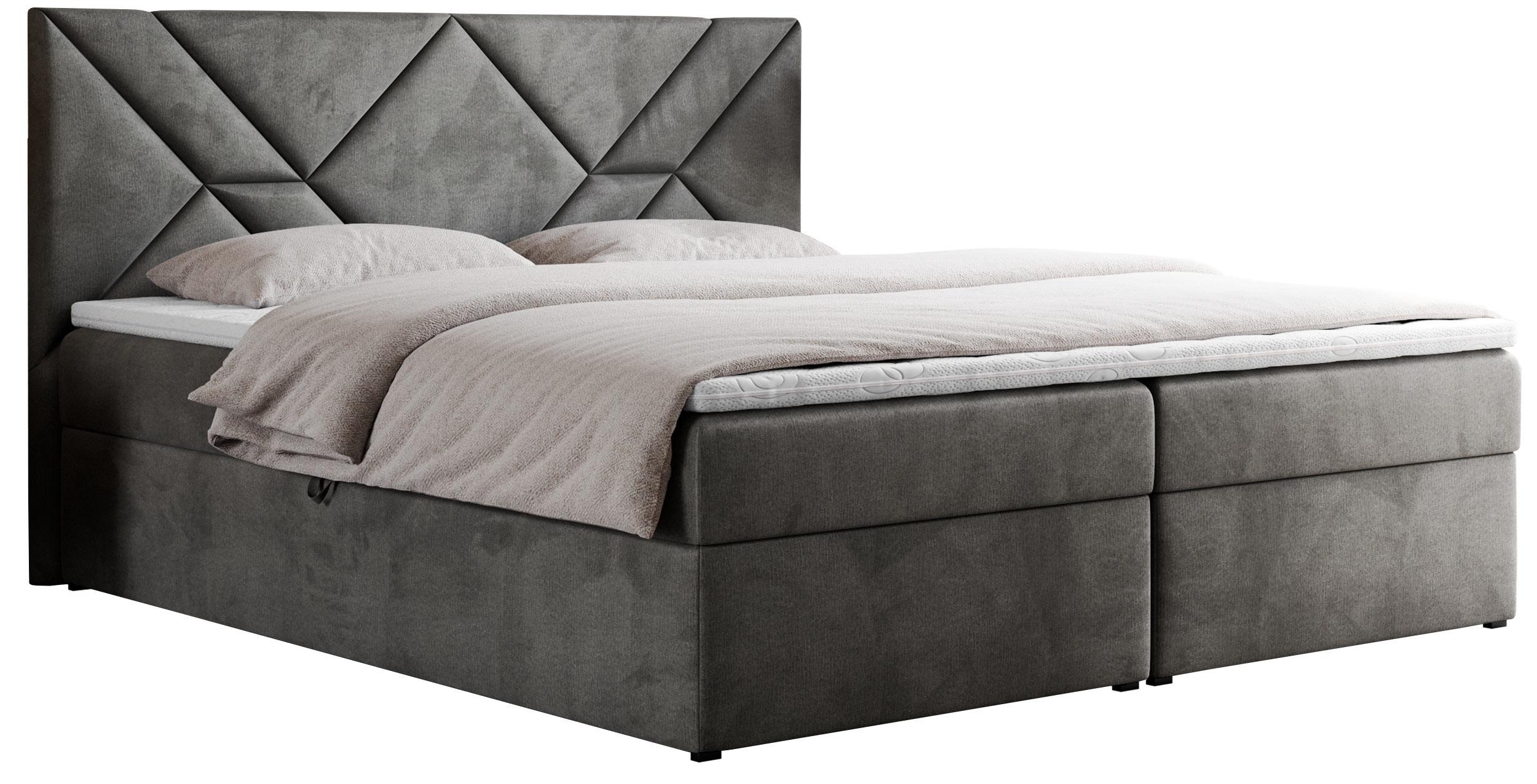 BOXBETT NEOMI 140/200 - Dunkelgrau Velvet - H4 - Visco - Dunkelgrau, Holz/Textil (140/200cm)