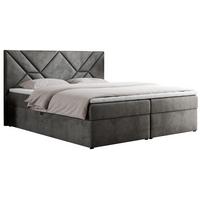 BOXBETT NEOMI 140/200 - Dunkelgrau Velvet - H4 - Topper T25 - Dunkelgrau, Holz/Textil (140/200cm)
