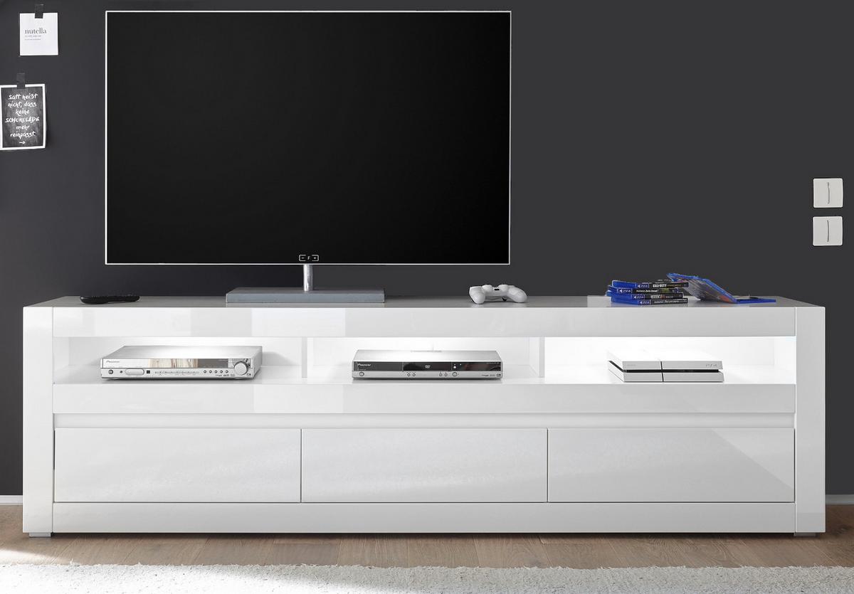 TV-LOWBOARD Hochglanz weiß, Flat-TV Unterschrank 217 cm mit Soft-Close-Funktion - Weiß Hochglanz/Weiß, Holzwerkstoff/Kunststoff (217/63/42cm) - Furn.Design