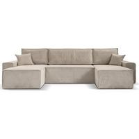 WOHNLANDSCHAFT Hektor U mit Schlaffunktion, 377 cm, beige - Beige/Schwarz, Kunststoff/Textil (377/94/152cm) - Beautysofa