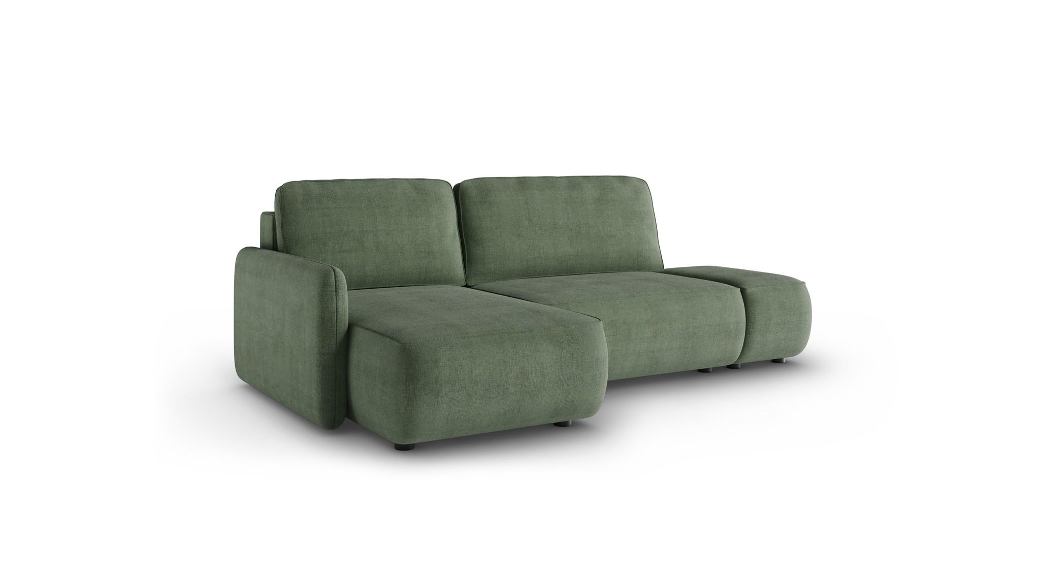 ECKSOFA Luka Mit Schlaffunktion - Grün, Holzwerkstoff/Textil (229/148cm) - Fun Möbel