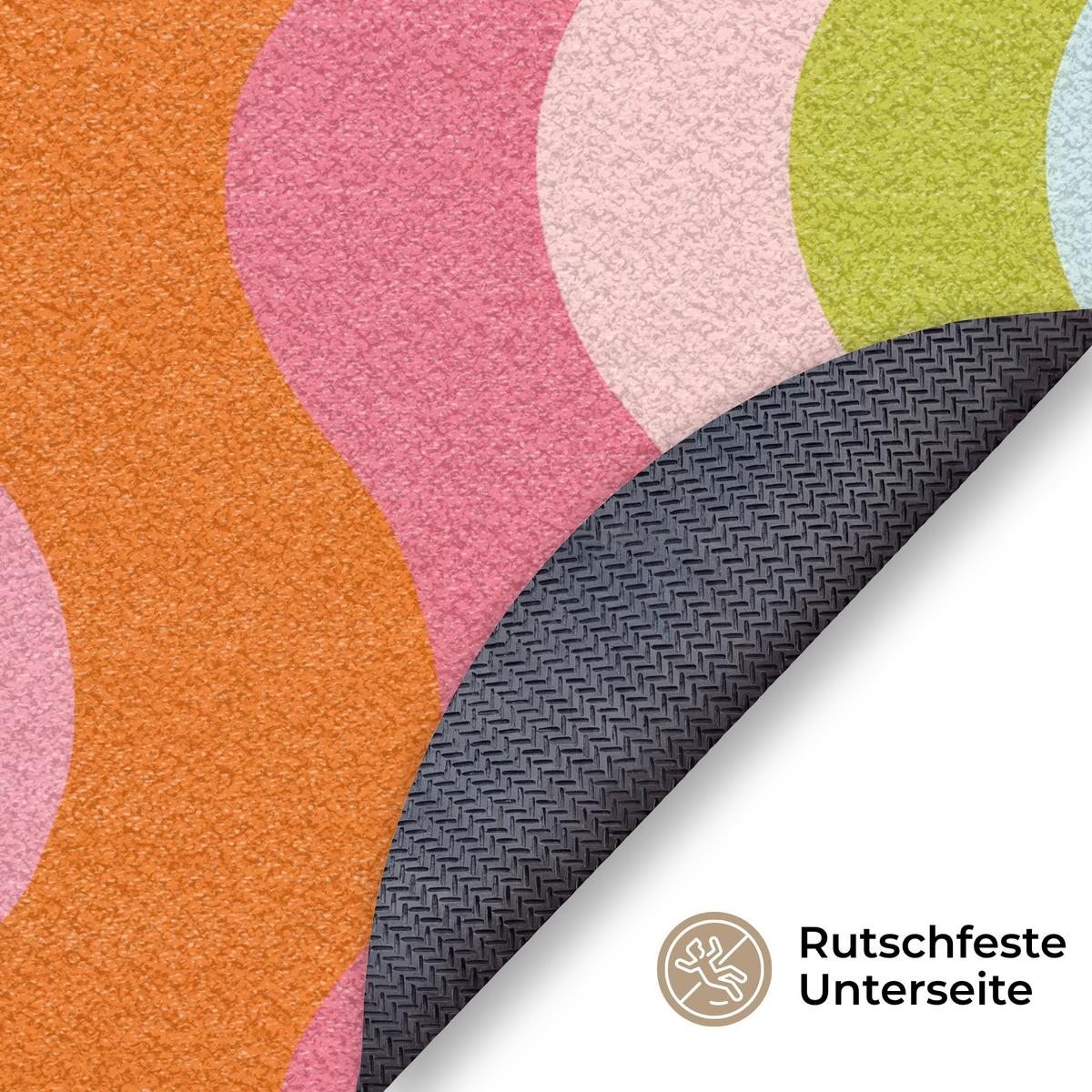 FUSSMATTE Bahnen - Wellen - Bunt - Vertikal Fußabtreter 120x120 cm - Multicolor, Kunststoff (120/0.4cm) - MuchoWow