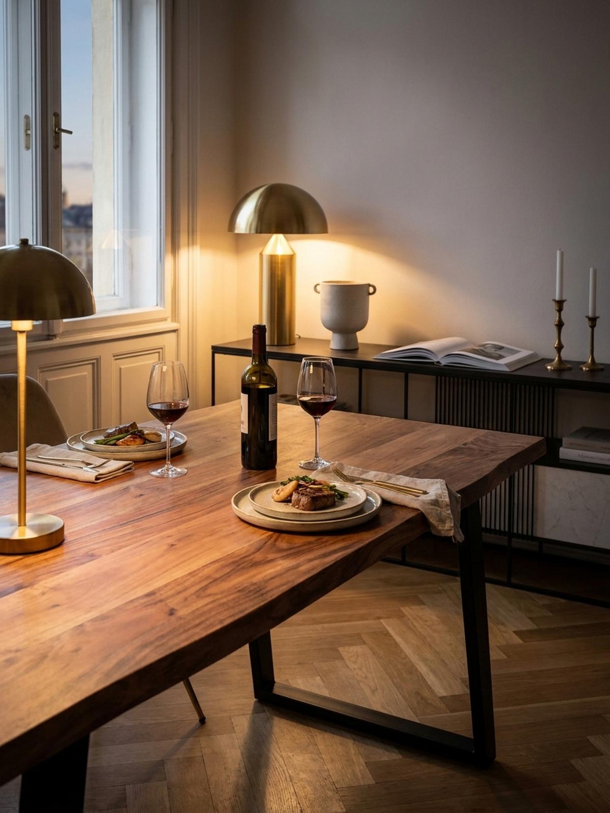 ESSTISCH Massivholz Baumkante Metall U-Gestell Handgefertigt ATOLL, Goldbraun-Schwarz 120x60x76 cm - Schwarz/Braun, Holz/Metall (60/120/76cm) - KADIMA DESIGN