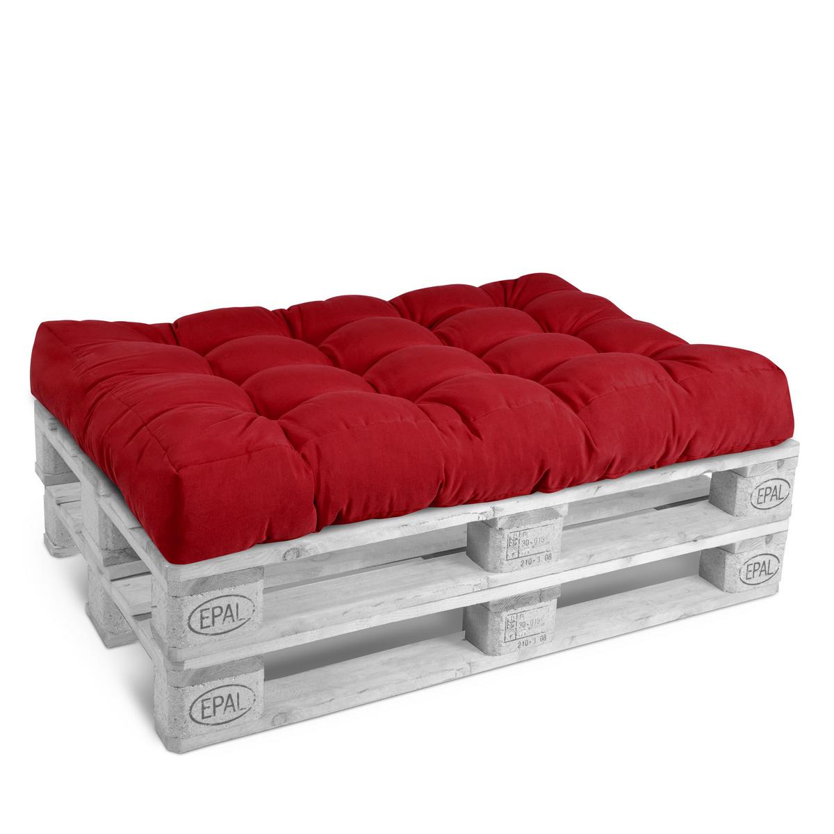 PALETTENKISSEN ECO Style Sitz 120x80x15cm Rot + Rücken (1tlg) - Rot, Textil (80/15/120cm) - Beautissu 