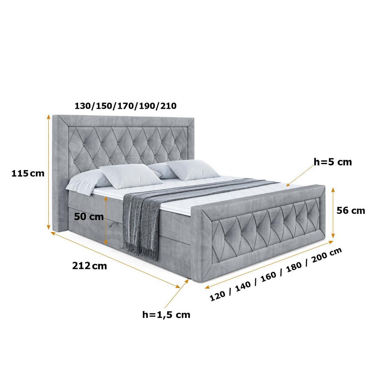 BOXBETT NOEL-Z - 180 x 200 - H4 - Grau - Grau, Holzwerkstoff (180/200cm) - ALTDECOR