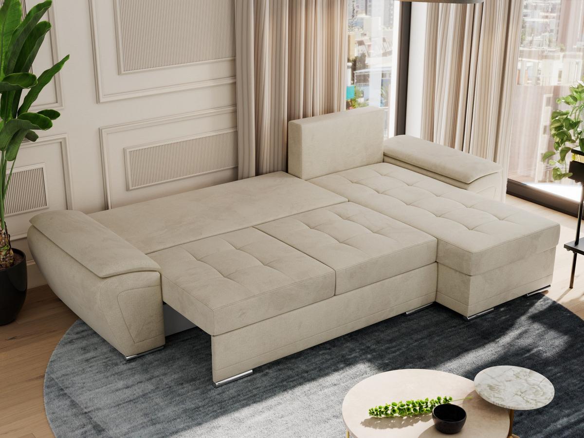 ECKSOFA UMBRIA L Beige Velvet - Beige/Grau, Textil (271/157cm) - MKS