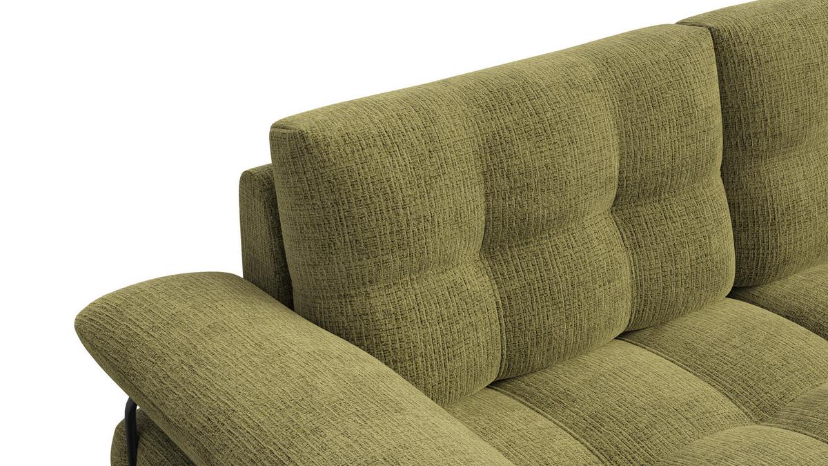 SOFA BUBBARA 2,5-Sitzer, olivgrün - Schwarz/Olivgrün, Holz/Textil (215/87/96cm) - Wozimo