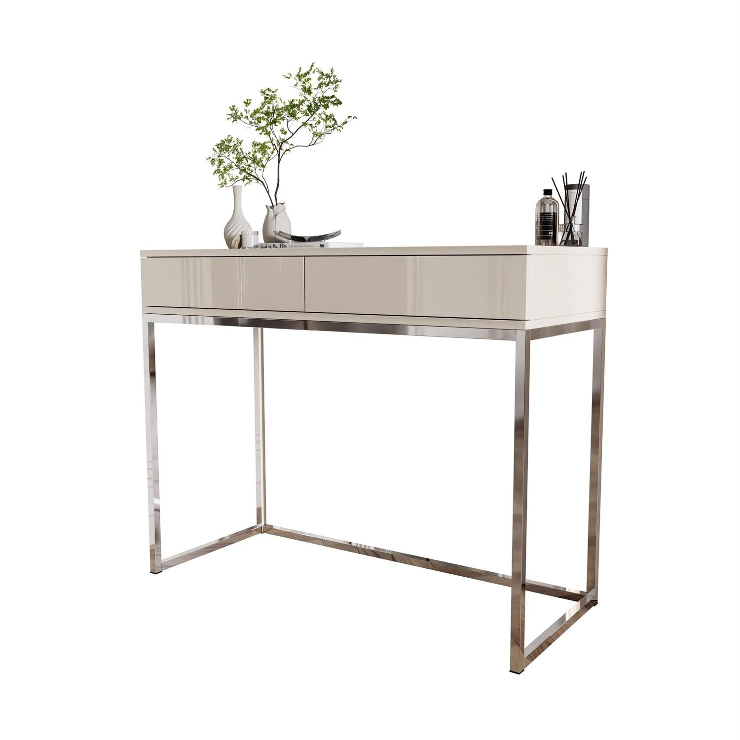 KONSOLE Glamour auf Chromgestell PUSH OPEN - Kaschmir, Holzwerkstoff (100/81/42cm) - Lookway