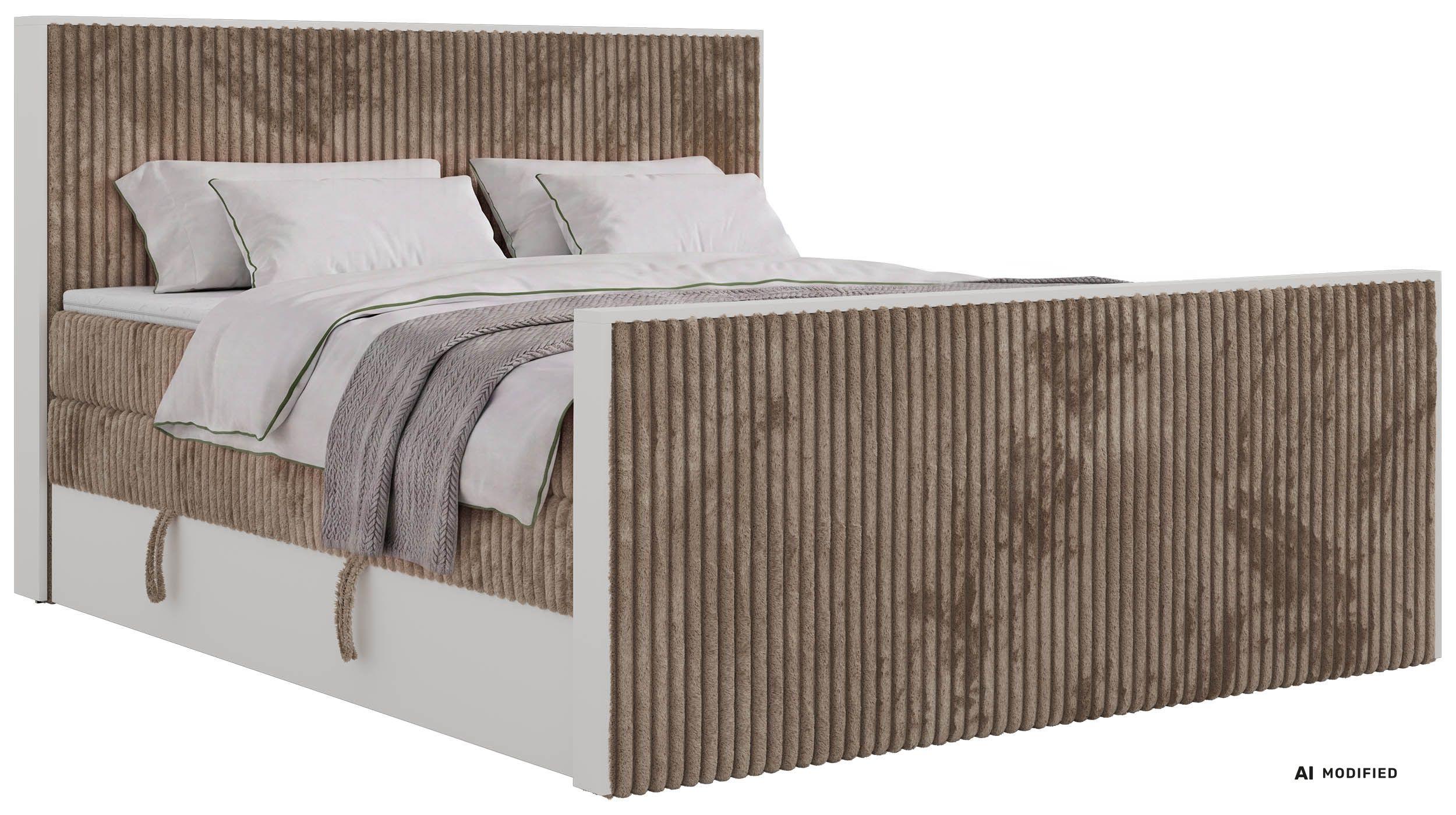 BOXSPRINGBETT TRAVIT KING DUO 140/200 - Braun Cord - Topper T25 - H4 - Schwarz/Braun, Kunststoff/Textil (140/200cm) - MKS