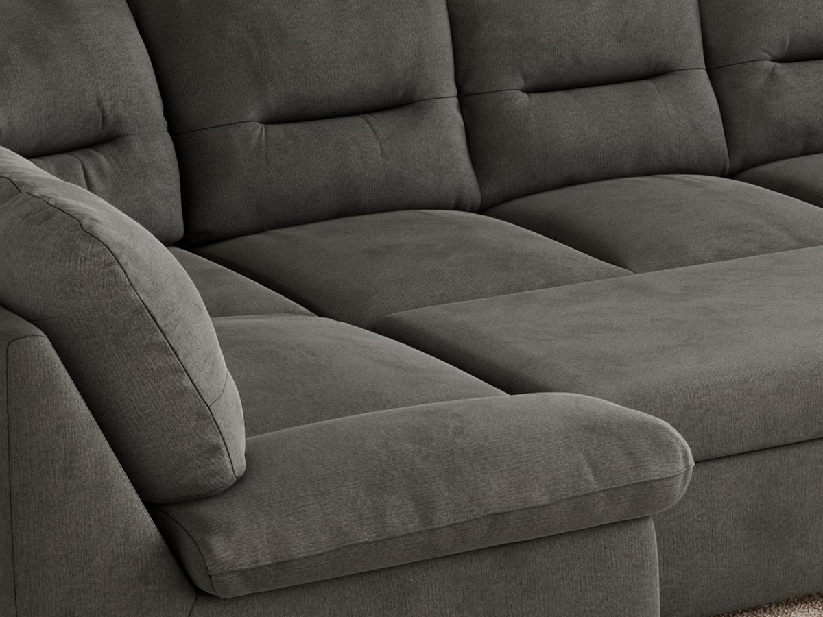 WOHNLANDSCHAFT COMODO U Dunkelgrau Velvet - Dunkelgrau/Silberfarben, Textil/Metall (340/93/206cm) - MKS