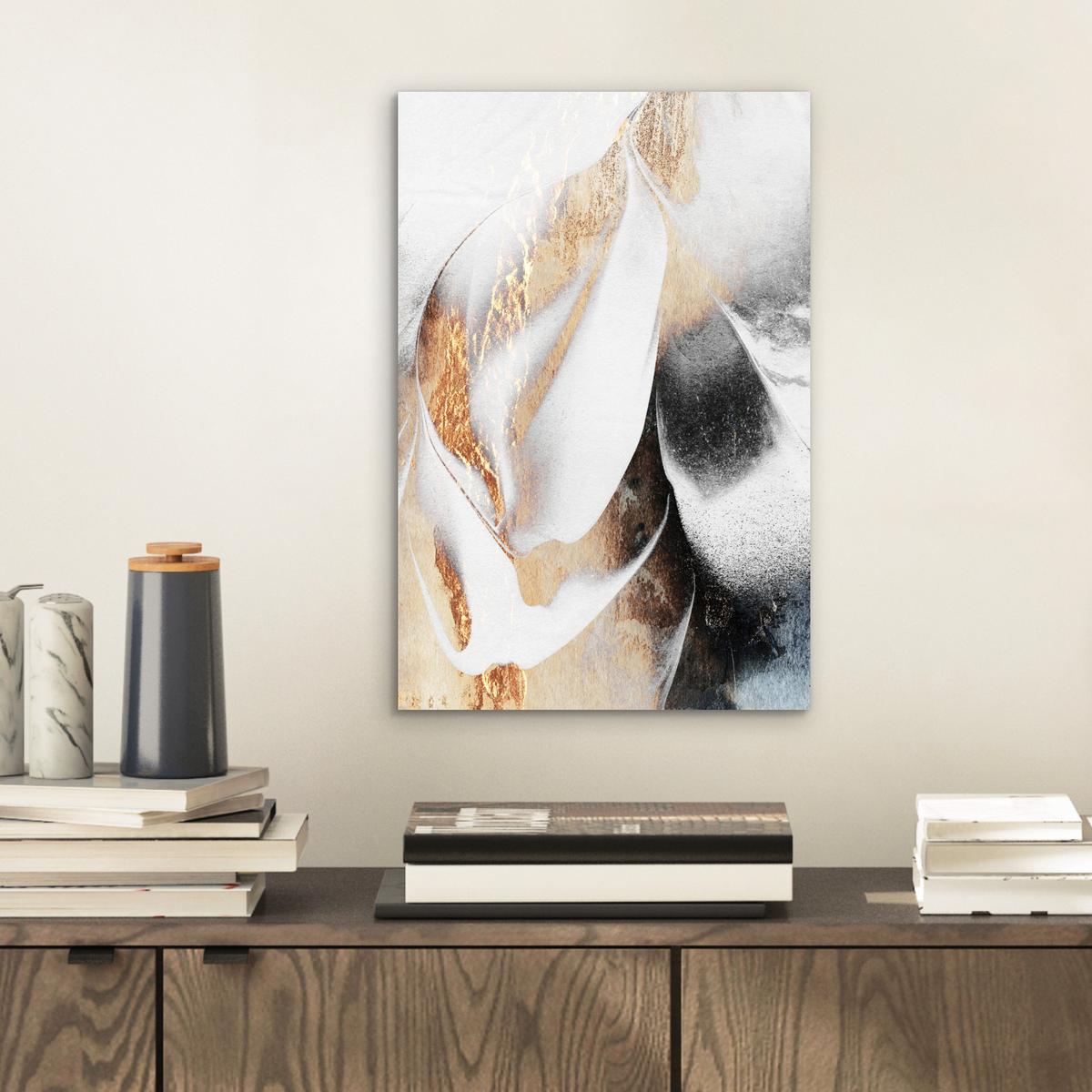 METALLBILD Luxus - Abstrakt - Gold - Weiß 20x30 cm - Goldfarben, Metall (20/30cm) - MuchoWow