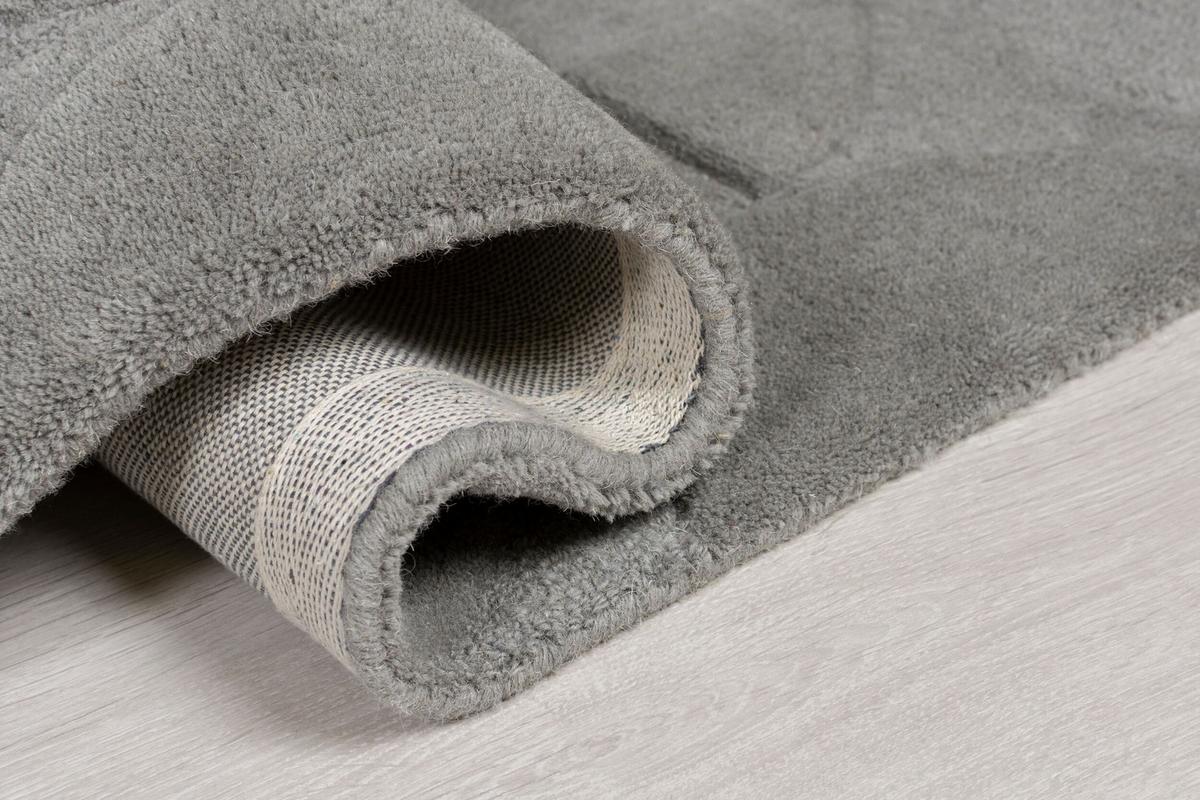 TEPPICH aus Wolle DEBEN in Grau, geometrisch, Ø 160 cm - Grau, Textil (160/160cm) - KADIMA DESIGN