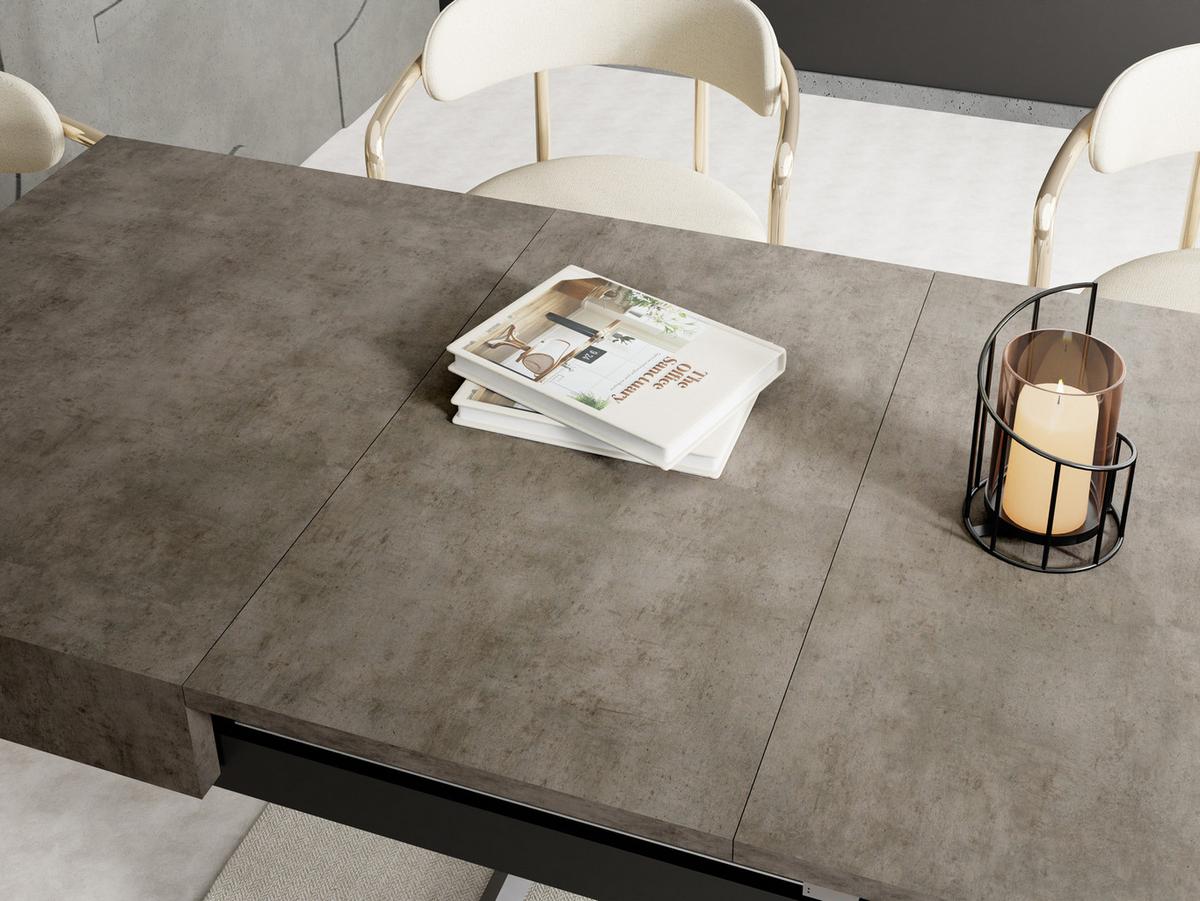 COUCHTISCH Cavetta X höhenverstellbar ausziehbar, Dunkelgrauer Chicago Beton 120-200/80/27-76 cm - Dunkelgrau/Schwarz, Holzwerkstoff/Metall (80/120/76cm) - WFL GROUP