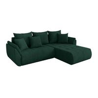 ECKSOFA mit Schlaffunktion Ottomane Rechts TOKO-L 277x194x86 Grün Velours - Schwarz/Grün, Holzwerkstoff/Kunststoff (277/194cm) - ALTDECOR
