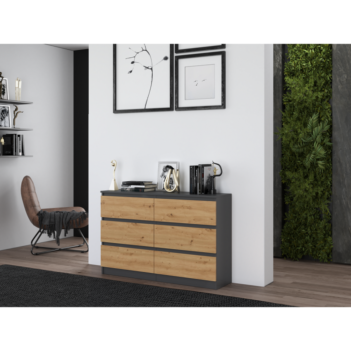 KOMMODE Anthrazit, Artisan 120/75/30 - Anthrazit, Holzwerkstoff (120/75/30cm) - RAUMHIRSCH FURNITURE