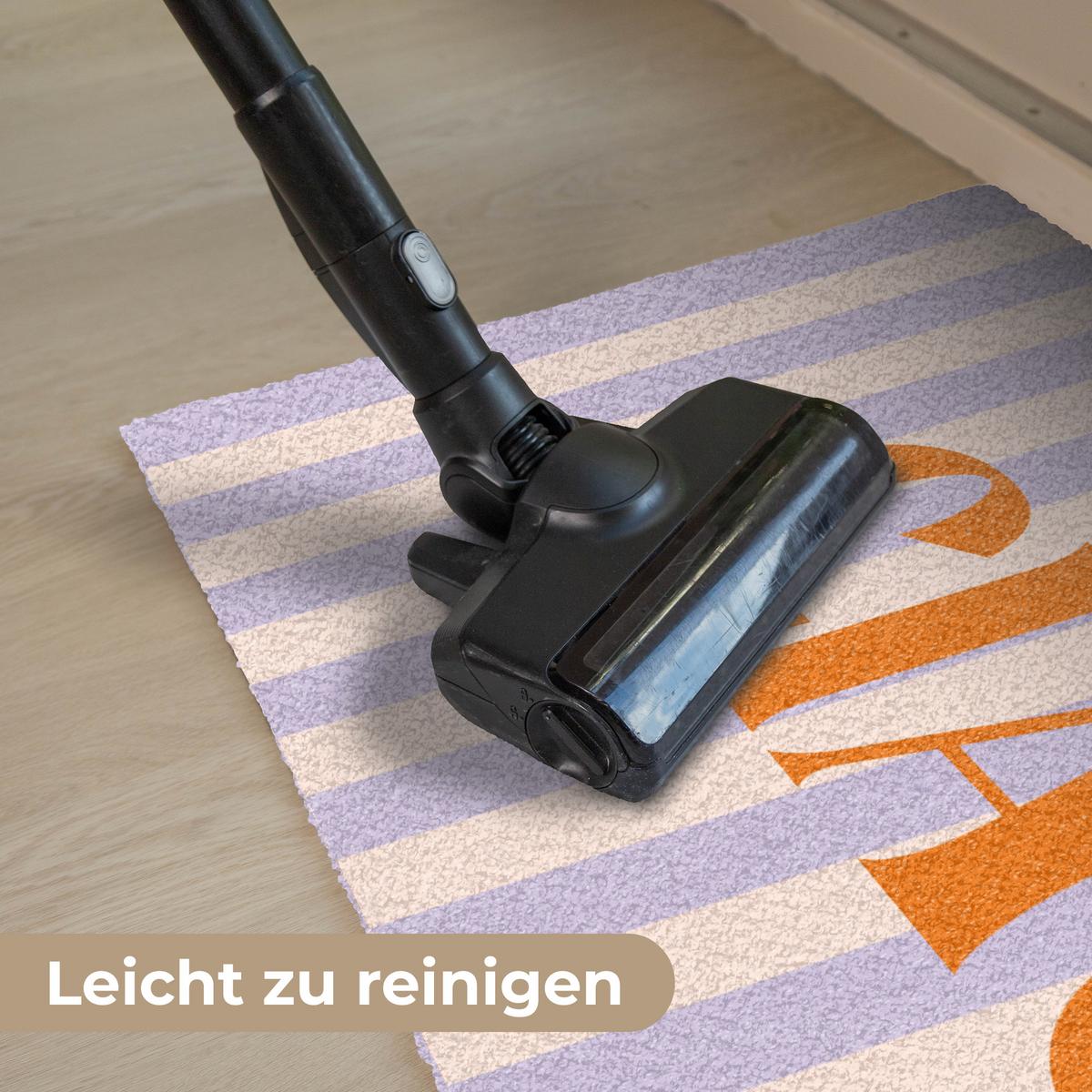 FUSSMATTE Ciao - Zitat - Pastell - Streifen Schmutzfangmatte 90x60 cm - Flieder, Kunststoff (90/0.4cm) - MuchoWow