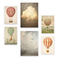 POSTER Set Mit 6 Himmelsballons A3 & A4 Rahmenlos - Klar, Papier (29/3cm) - Nacnic