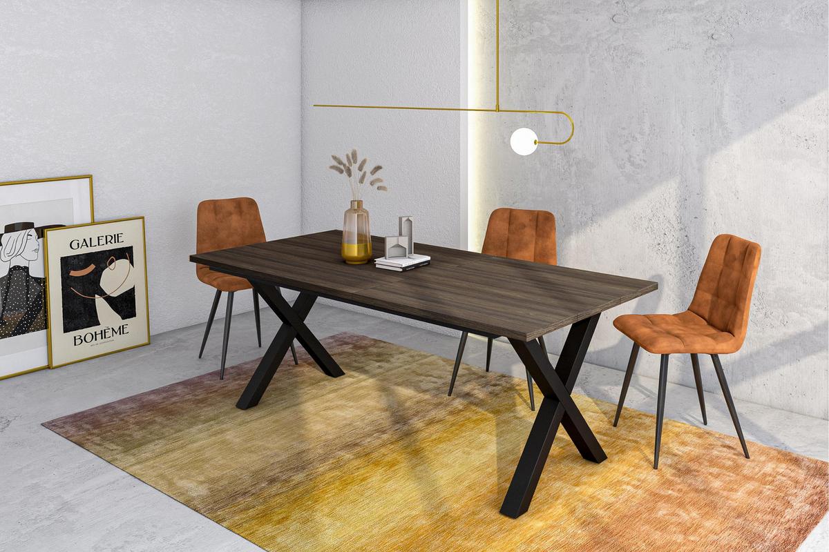 ESSTISCH, Dunkler Eiche, 194/90/74 cm - Dunkelbraun/Schwarz, Holzwerkstoff (194/90/74cm) - Skraut Home