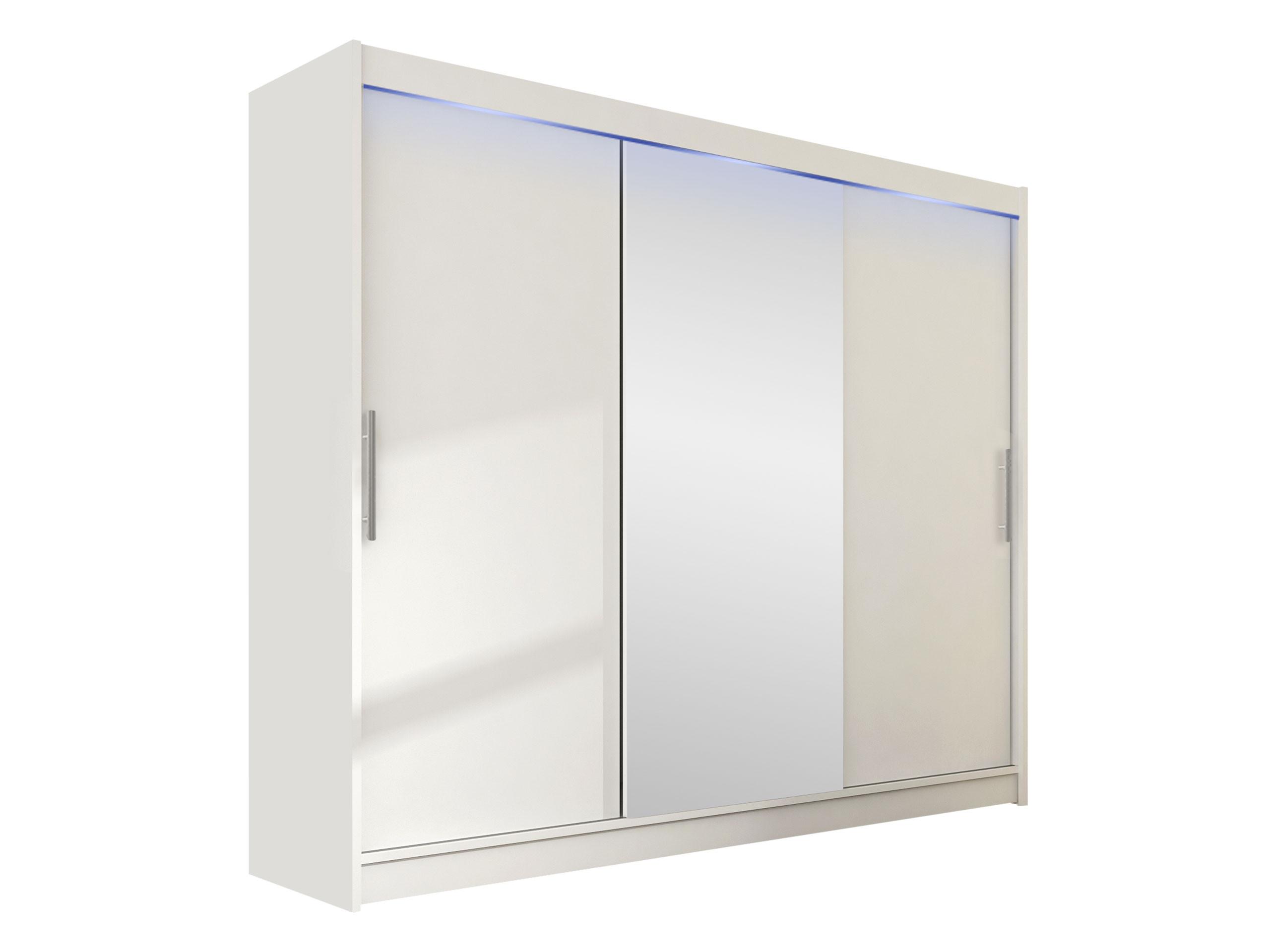KLEIDERSCHRANK Aston I, mit RGB LED Beleuchtung - Silberfarben/Weiß, Holzwerkstoff/Kunststoff (250/215/58cm) - MIRJAN24