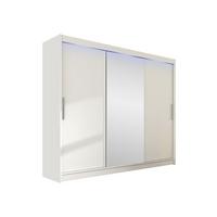 KLEIDERSCHRANK Aston I, mit RGB LED Beleuchtung - Silberfarben/Weiß, Holzwerkstoff/Kunststoff (250/215/58cm) - MIRJAN24