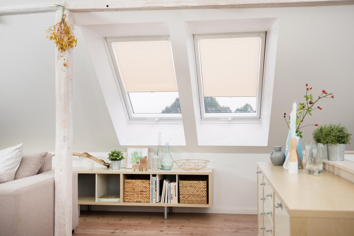 DACHFENSTER PLISSEE HAFTFIX, OHNE BOHREN Creme, 100 cm, 59.3, 100 - Creme, Textil (59.3/100cm) - Lichtblick Original