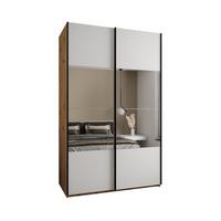 SCHWEBETÜRENSCHRANK 245,5/150/64 2-türig - Schwarz/Weiß, Holz/Metall (150/245/64cm) - Abiks Möbel