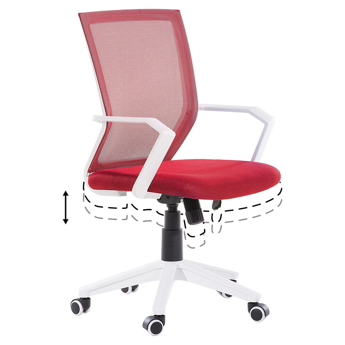 BÜROSTUHL Polyester Rot Relief - Rot, Kunststoff/Textil (55/96/55cm) - Beliani