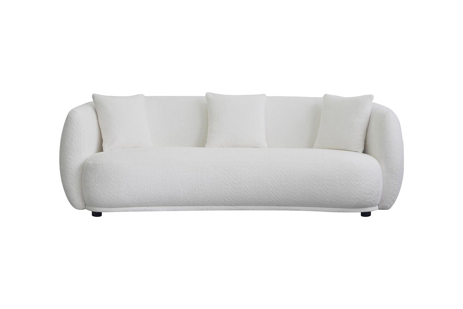 SOFA RADA Cremeweiß Bouclé - Creme/Schwarz, Textil (209/83/109cm) - KAWOLA