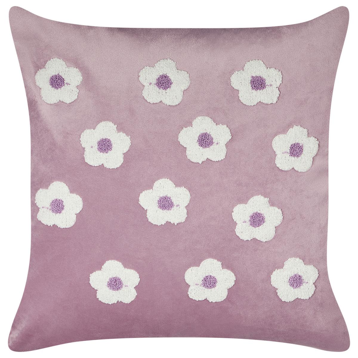 DEKOKISSEN 2er-Set Violett 45/45 cm Echinacea - Violett, Textil (45/45cm) - Beliani