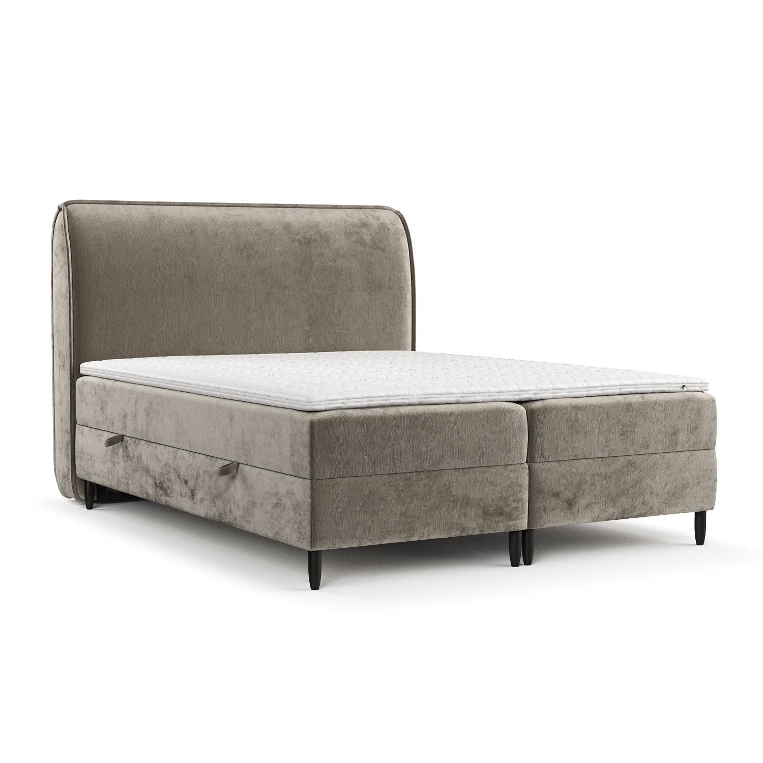 BOXBETT Lunaro 120/200 cm Beige im Lotta Stoff - Beige/Schwarz, Holz/Holzwerkstoff (120/200cm) - AltaBeds