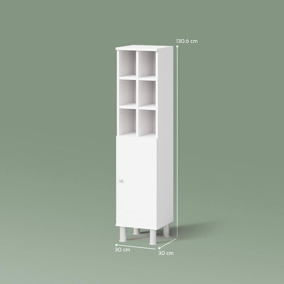 MIDISCHRANK Fucino Weiß 30 x 130.6 cm große Tür - Weiß, Holzwerkstoff (30/130.6/30cm) - Livinity®
