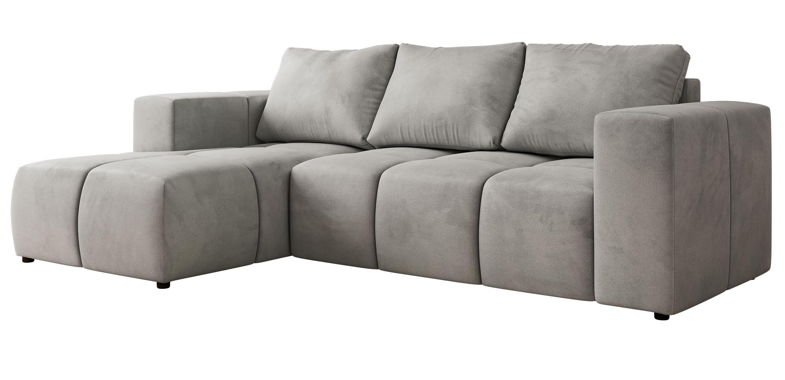 ECKSOFA MONIVA Hellgrau Velvet - Links - Hellgrau/Schwarz, Kunststoff/Textil (164/266cm) - MKS