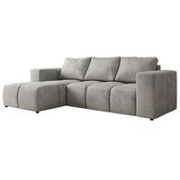 ECKSOFA MONIVA Hellgrau Velvet - Links - Hellgrau/Schwarz, Kunststoff/Textil (164/266cm) - MKS