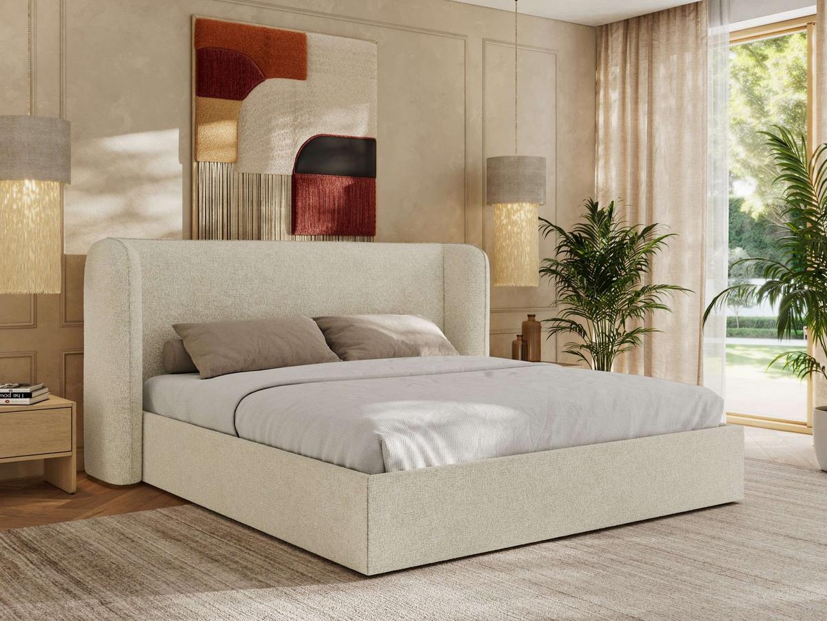 POLSTERBETT EMORA CLASSIC 200/200 - Creme Strukture - Multipocket-Matratze - Creme, Textil (200/200cm) - MKS