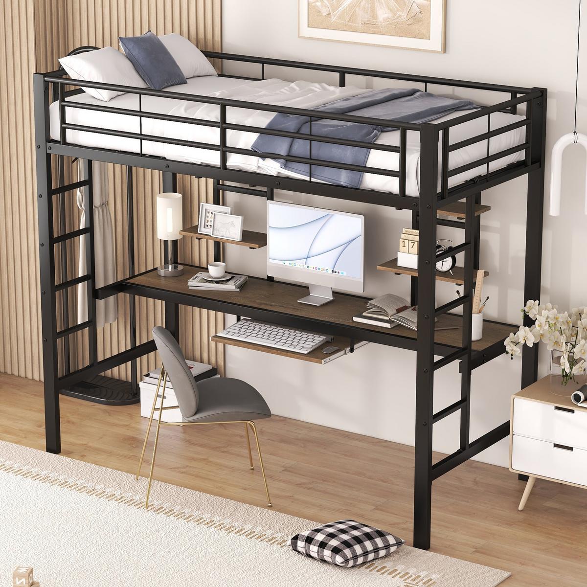 BETT Schwarz 204/95/180 cm - Schwarz, Holzwerkstoff/Metall - Urban Meuble